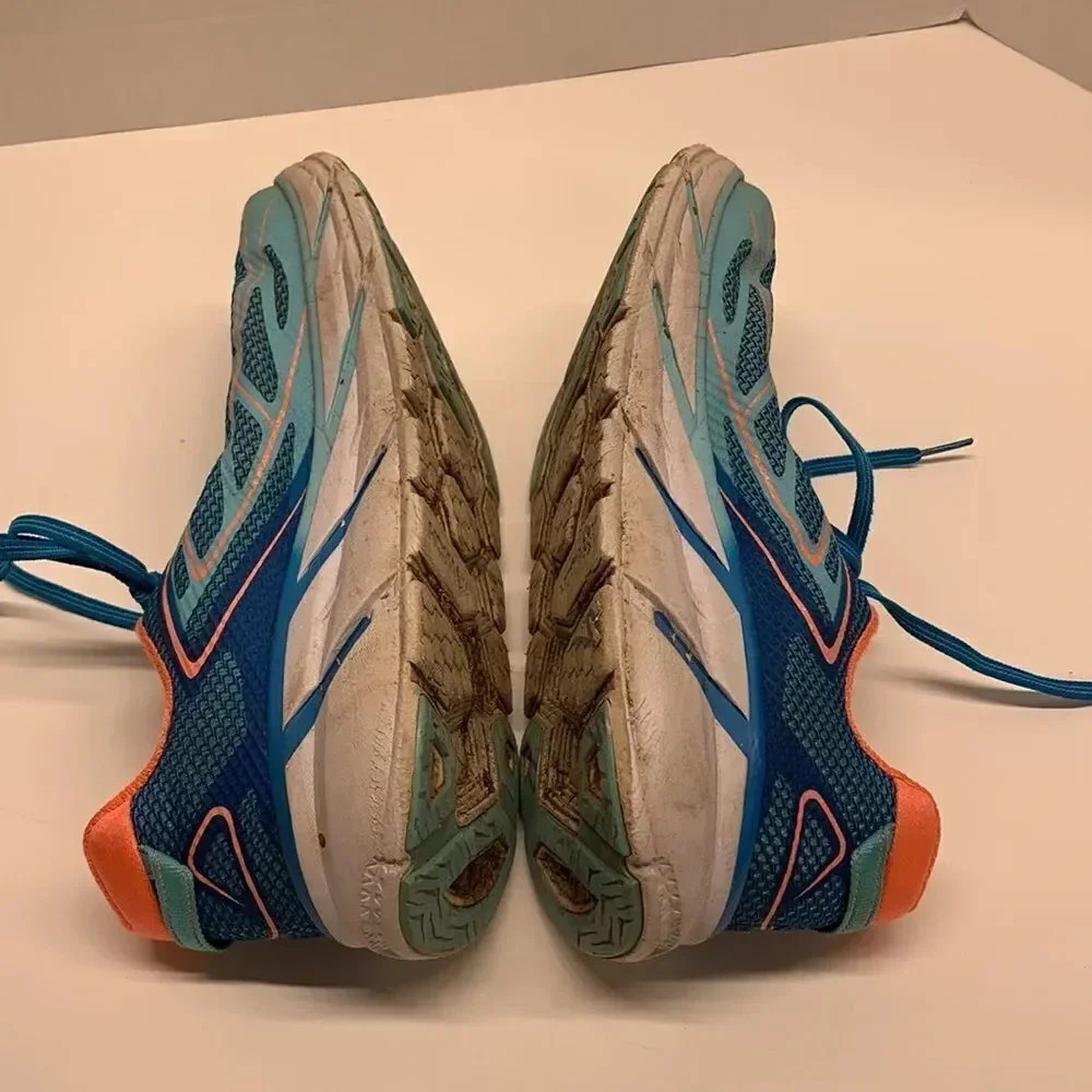 Hoka One One Clifton 3 Sneakers Shoes Lace Up Sneaker Blue Pink Womens Size 10.5 - Picture 6 of 10